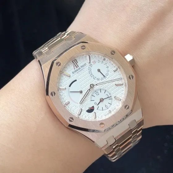 Audemars Piguet Royal Oak Dual Time rose gold case and bracelet white dial 41mm Men s Automatic