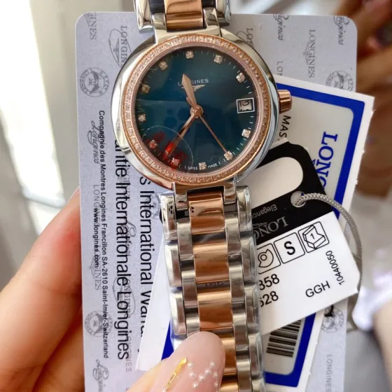 Longines Conquest Classic rose gold-tone case and bracelet diamond bezel blue dial 34mm Women s Quartz