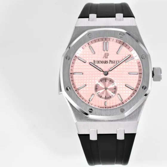 Audemars Piguet Royal Oak Offshore stainless steel case and bezel pink dial black rubber strap 37mm Women s Automatic