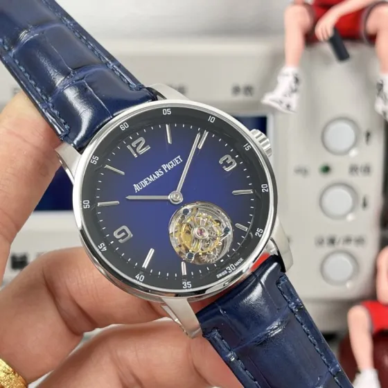 Audemars Piguet Code 11 59 Selfwinding Flying Tourbillon stainless steel case blue bezel blue dial blue leather strap 41mm Men s Automatic