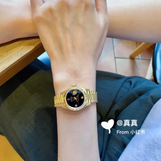 Rolex Datejust gold with black dial 26mm Women s Automatic — Super Clone Replica