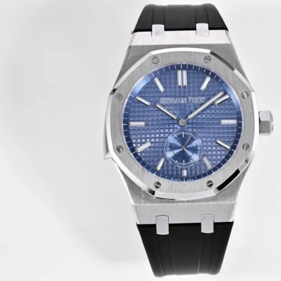 Audemars Piguet Royal Oak Selfwinding 26591IP silver titanium case and bezel blue dial black rubber strap 37mm Women s Automatic