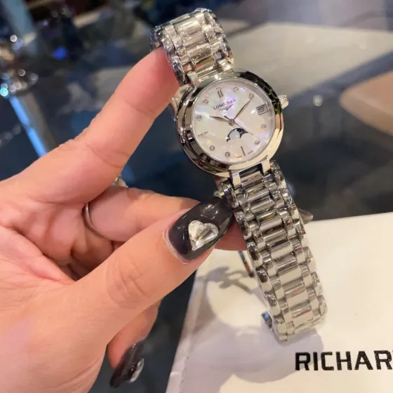 Longines Elegant Collection Moonphase silver stainless steel case bezel dial and bracelet 30mm Women s Quartz