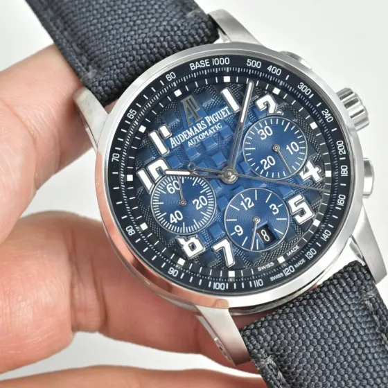 Audemars Piguet Millenary Chronograph stainless steel case blue dial blue fabric strap 41mm Men s Automatic